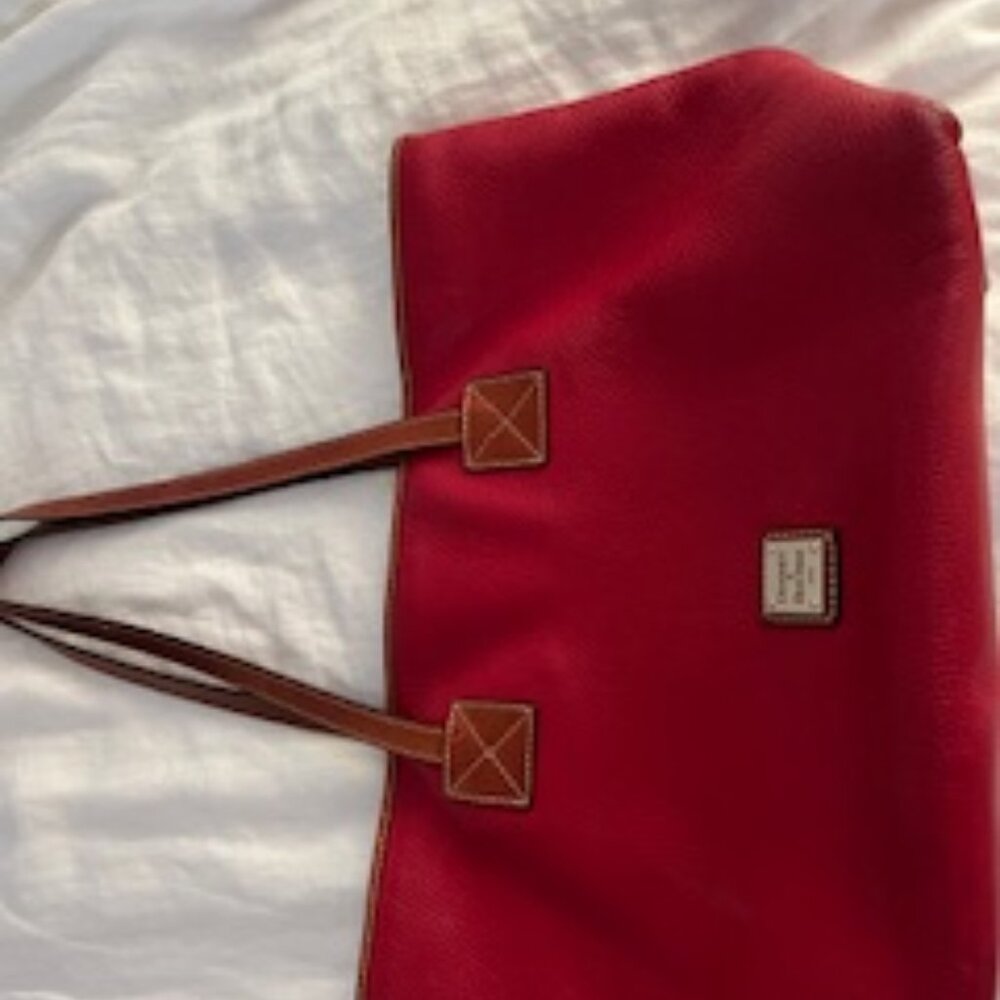 Douney and Burke pebble leather red leather tote